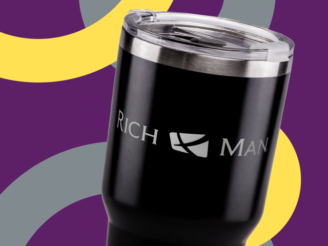 Rich Man Black Travel Mug, 20 oz